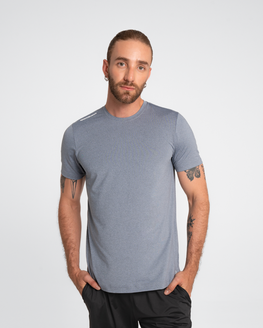 Camiseta manga corta gris sale