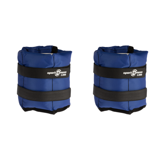 071186 PESAS TOBILLERAS SPORT 2.25 K Sport Fitness Individual x 2 Pesas ajustables diseñadas para incrementar la intensidad del entrenamiento en piernas y glúteos. Su ajuste con velcro permite un uso cómodo y seguro.