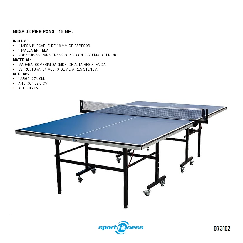 Mesa Plegable 18MM Tenis de Mesa